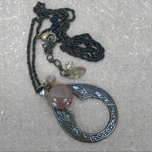 Liz Palacios SF Champagne Faceted Swarovski Crystal Necklace Gemstone